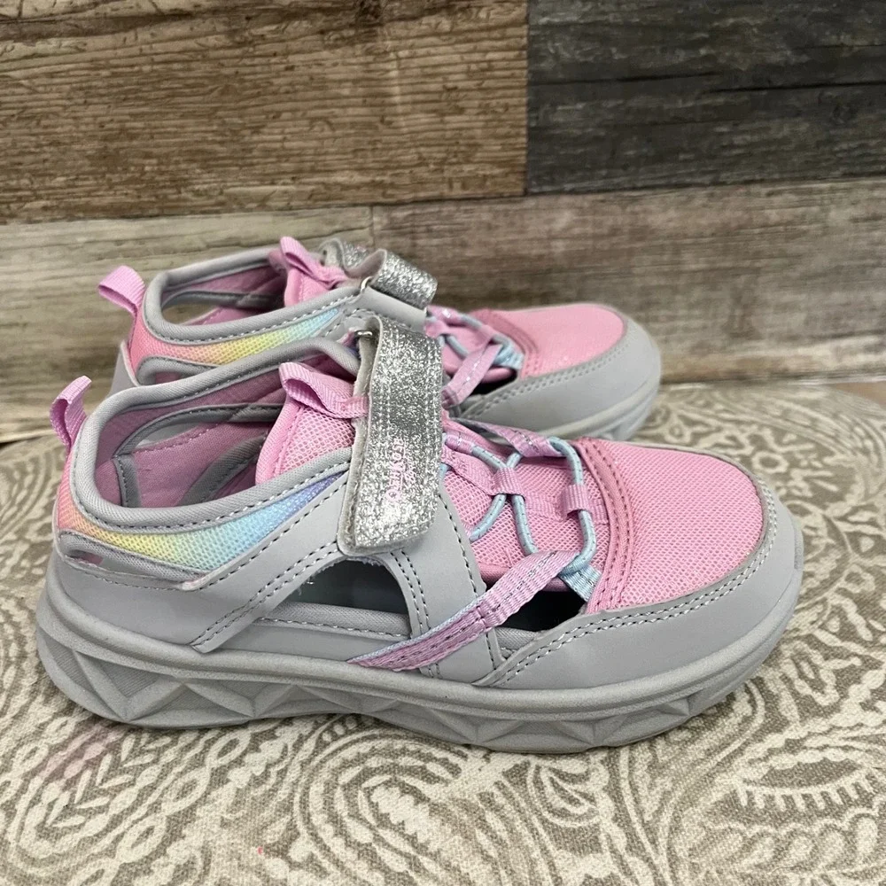 OshKosh Bgosh Girls Pink Grey Glitter Washable Water Shoes Sneakers Size 12M